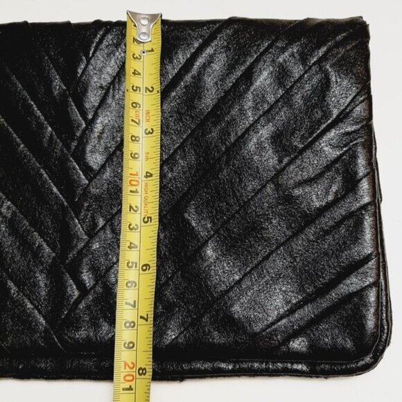 CALL IT SPRING Folded Clutch Textured Pleats Black Vegan Leather - Picture 4 of 14